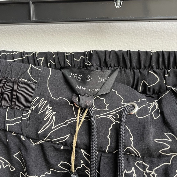 NWT Rag & Bone Harvey Floral Print Silk Wide Leg Drawstring Pants - Picture 10 of 12
